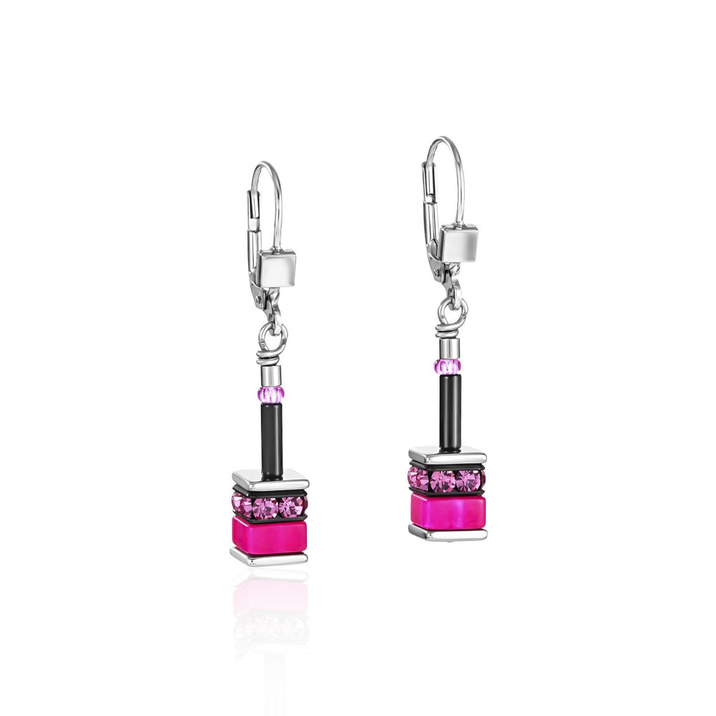 Coeur De Lion Steel GeoCUBE® Multicolour Pink Earrings 4409/20-1500