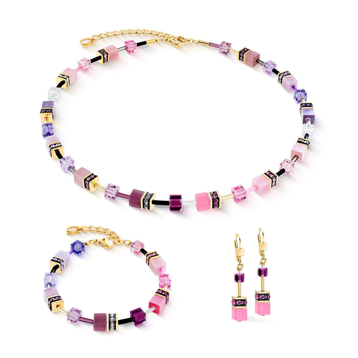 Coeur De Lion GeoCUBE® Pink-Lilac Earrings 2838/20-1927
