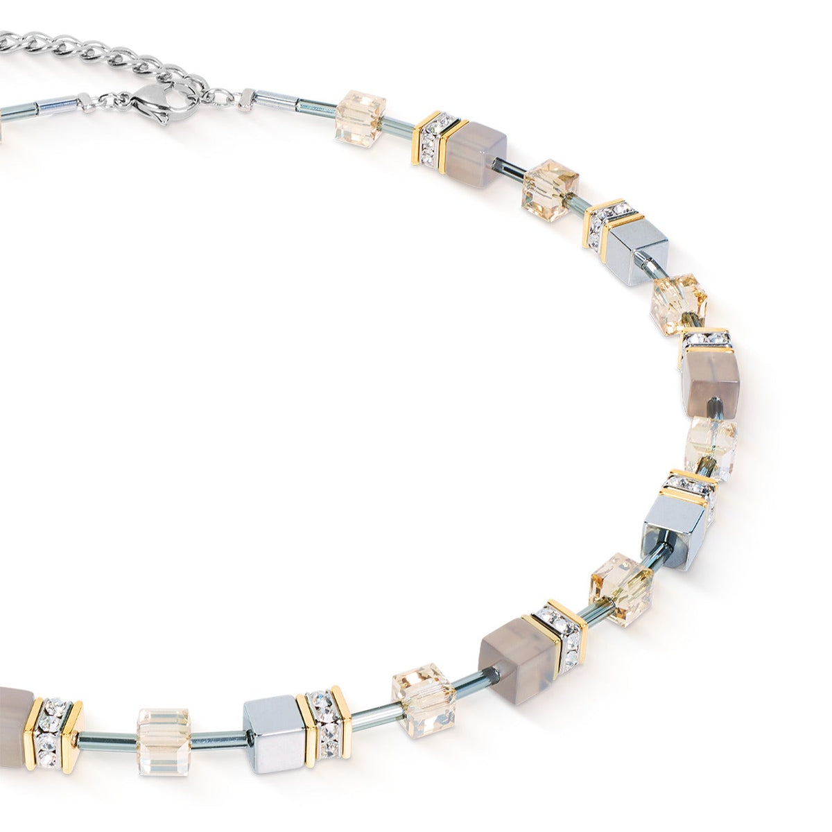 Coeur De Lion GeoCUBE® Neutral Agate Necklace 4017/10-1216