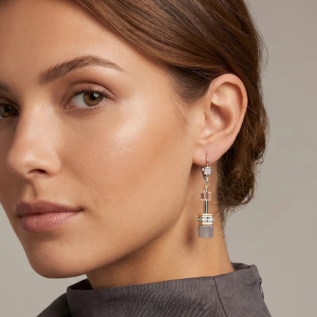 Coeur De Lion GeoCUBE® Neutral Agate Earrings 4017/20-0316