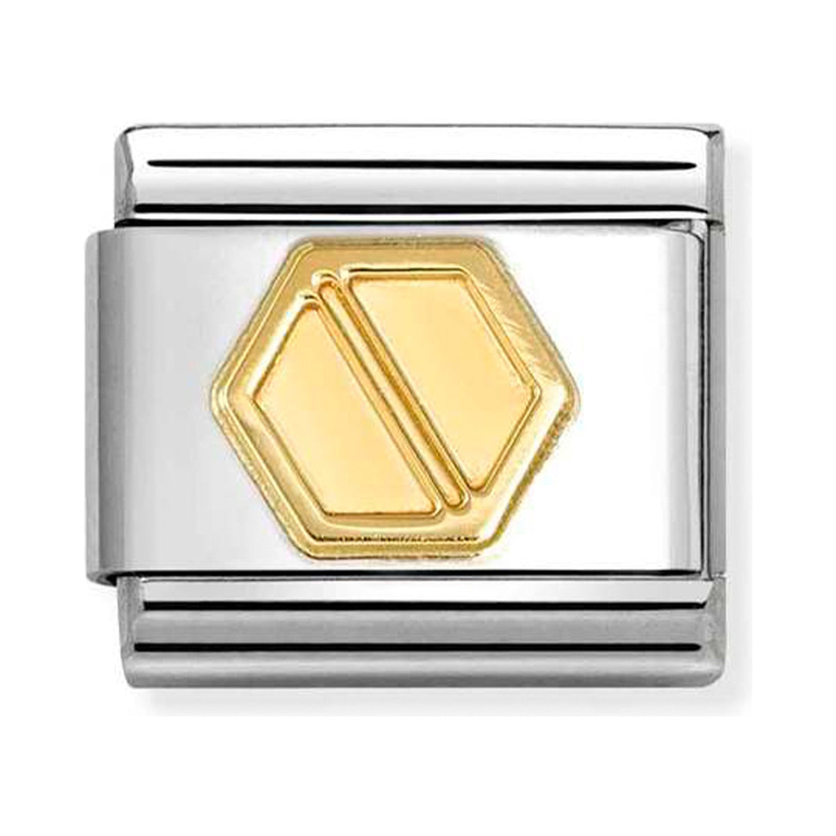 Composable Nomination Classic Link with a gold-tone hexagon design, perfect for personalized charm bracelets.
