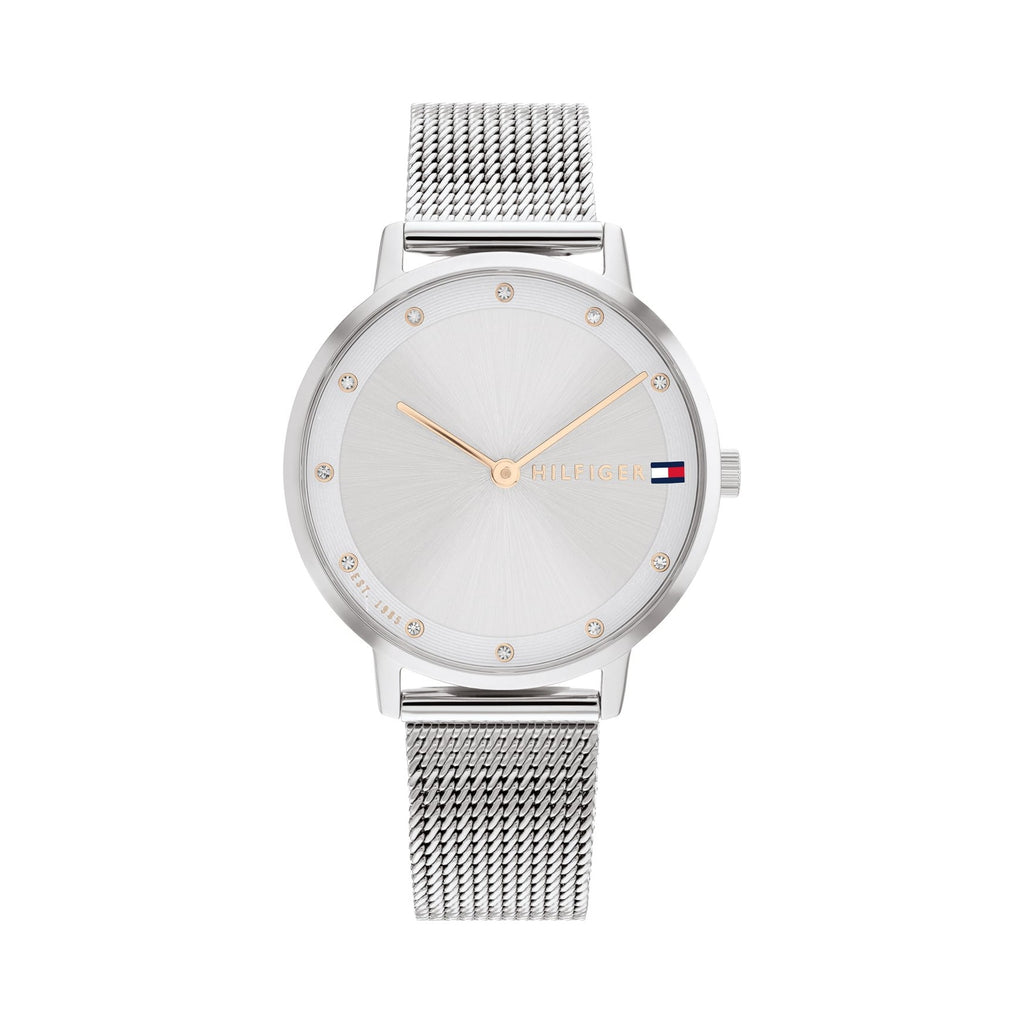 Tommy Hilfiger Ladies Pippa Silver Dial Mesh Bracelet Watch 1782665 *