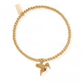 ChloBo charm bracelet, gold-plated with delicate hummingbird pendant, showcasing detailed craftsmanship and design.