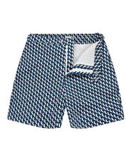 Men's Blue Illusion Print Side Adjuster Swimshort — view 5