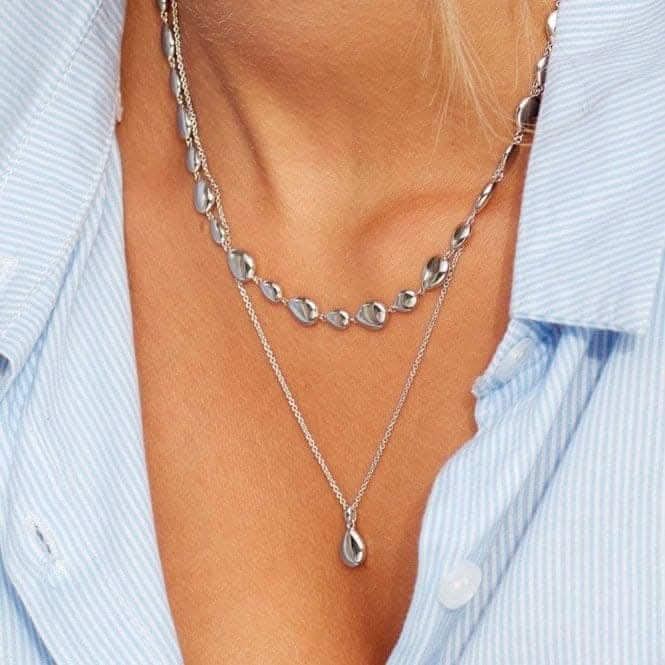 Kit Heath Coast Pebble Droplet Necklace in Silver by Kit Heath