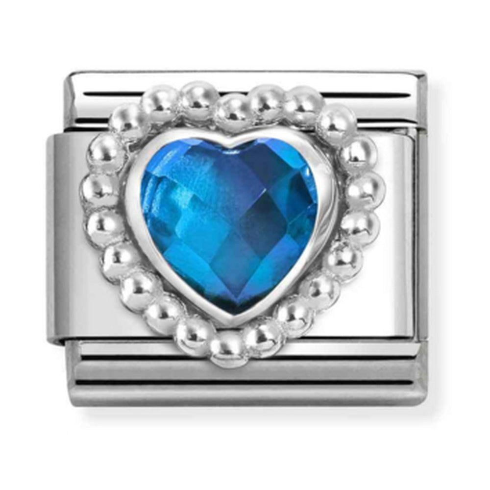 Nomination Composable Silver Faceted Blue Heart Charm 330606/007