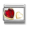 Nomination Composable Classic Link Faceted Red Heart With Small Plain Heart in Gold