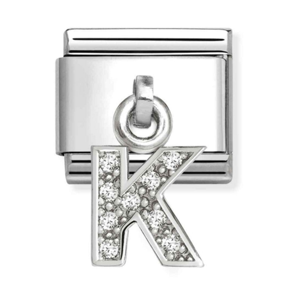 Nomination Composable Silver Initial 'K' CZ Drop Charm 331818/11