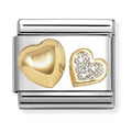 Nomination Composable Gold Raised Heart, Glitter Heart Charm 030220/26
