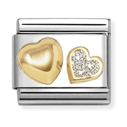 Nomination Composable Gold Raised Heart, Glitter Heart Charm 030220/26