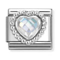 Nomination Composable Silver Faceted Clear Heart Charm 330606/010