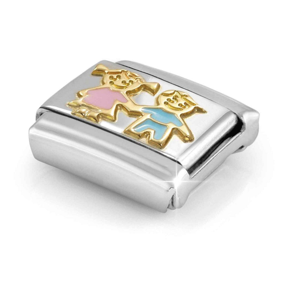 Nomination Composable Gold Brother & Sisters Pink & Blue Charm 030272/92