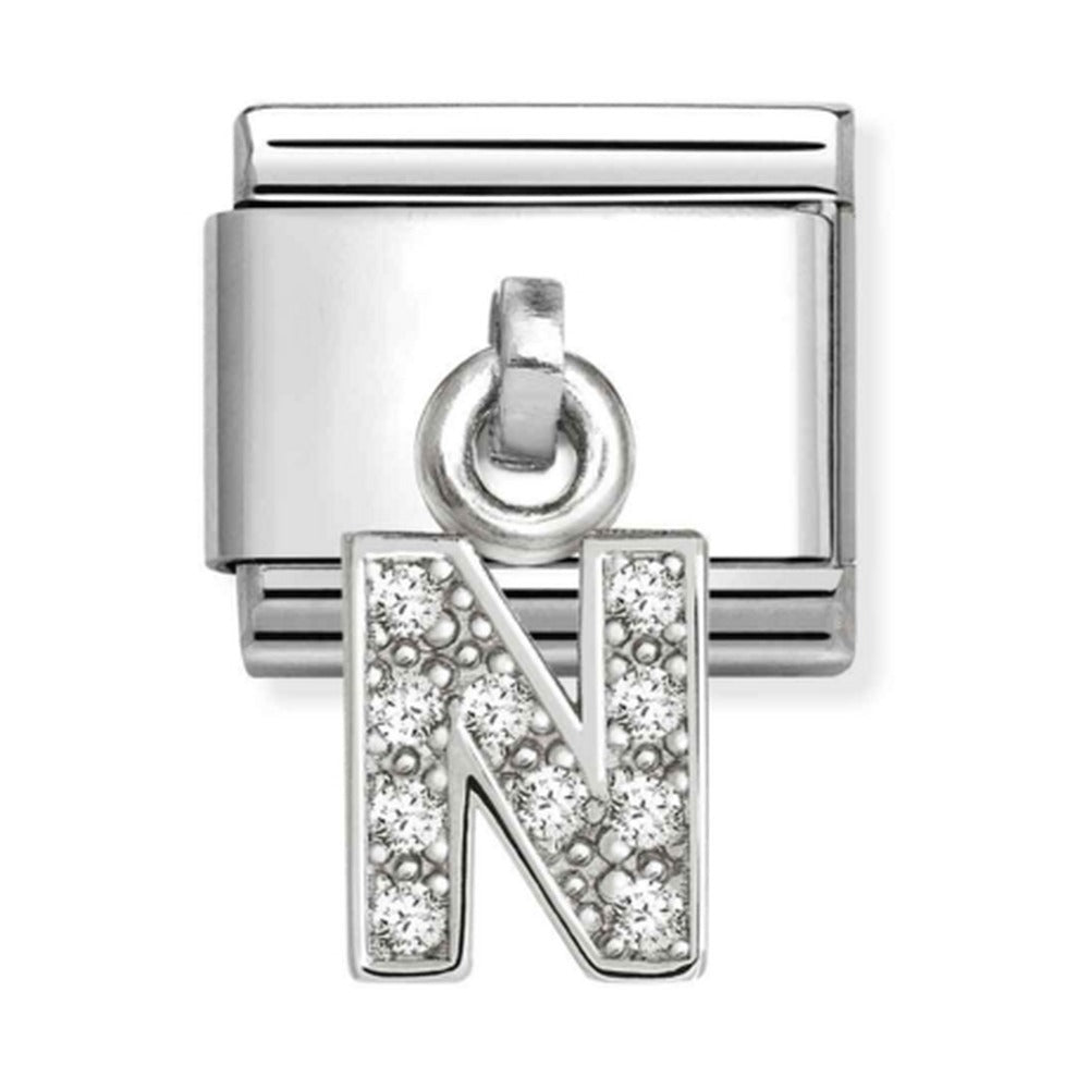 Nomination Composable Silver Initial 'N' CZ Drop Charm 331818/14