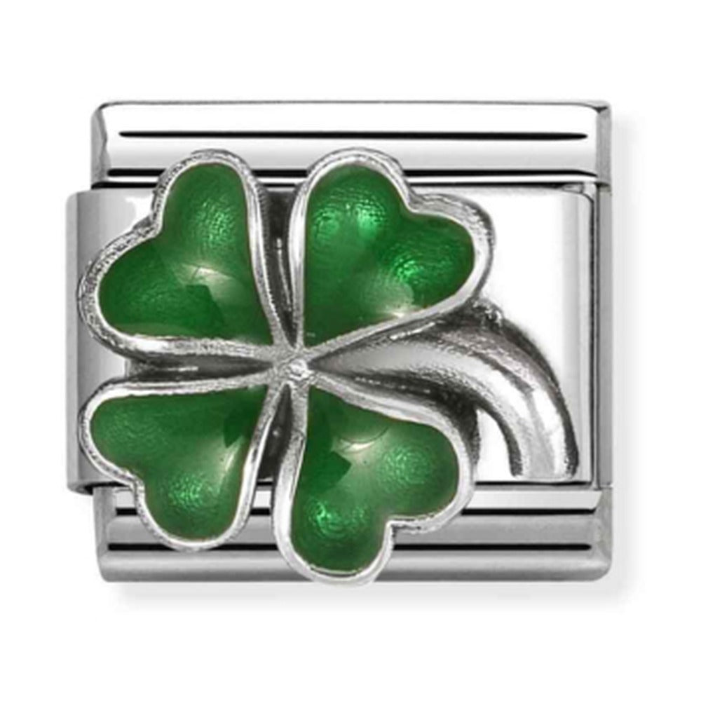 Nomination Composable Silver Green Four-Leaf Clover Charm 330204/42