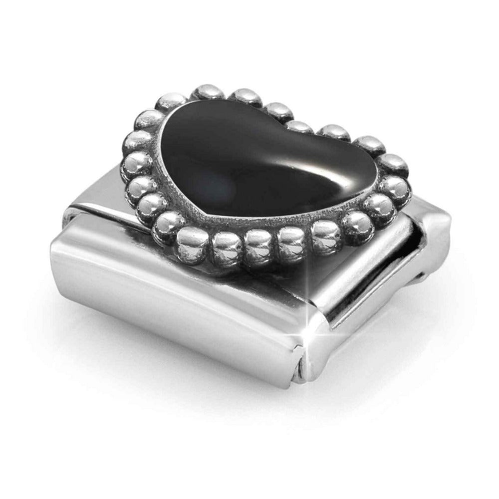 Nomination Composable Silver Black Enamel Raised Heart Charm 330204/38
