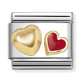 Nomination Composable Gold Raised Heart & Red Heart Charm 030283/32