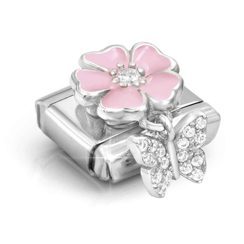 Nomination Composable Silver Pink Flower With Butterfly Charm 331814/02