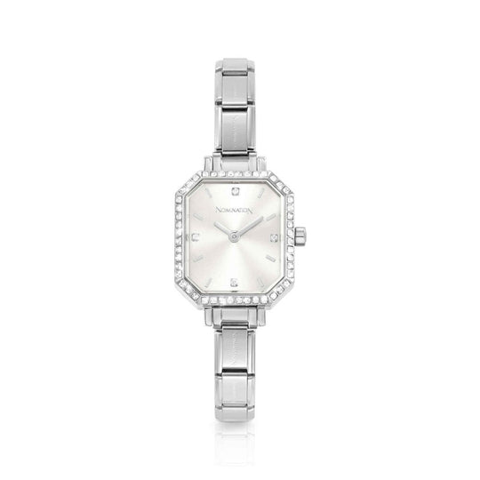 Nomination Paris Rectangular CZ Silver Dial Bracelet Watch 076036/017