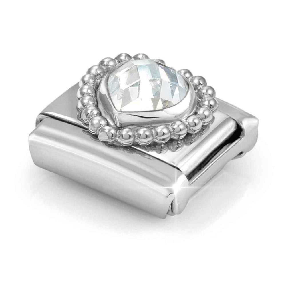 Nomination Composable Silver Faceted Clear Heart Charm 330606/010