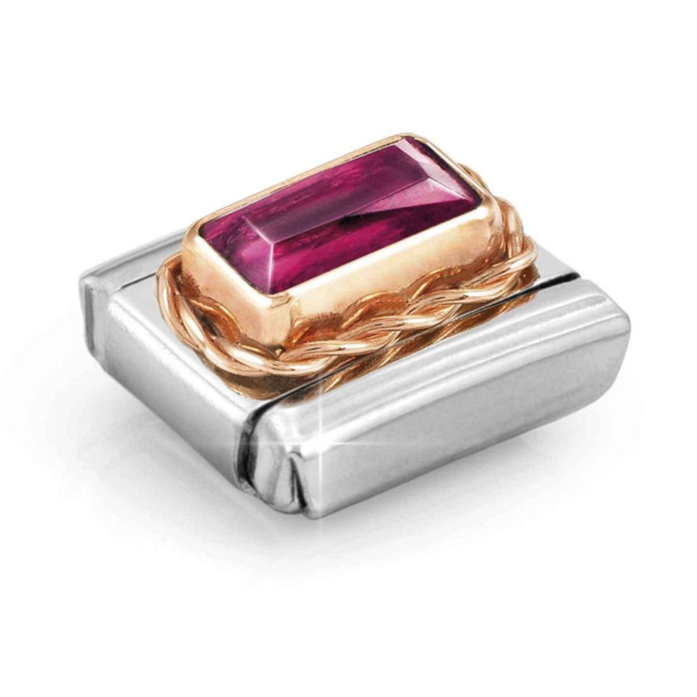 Nomination Composable Classic Faceted Red Baguette Link in 9k Rose Gold
