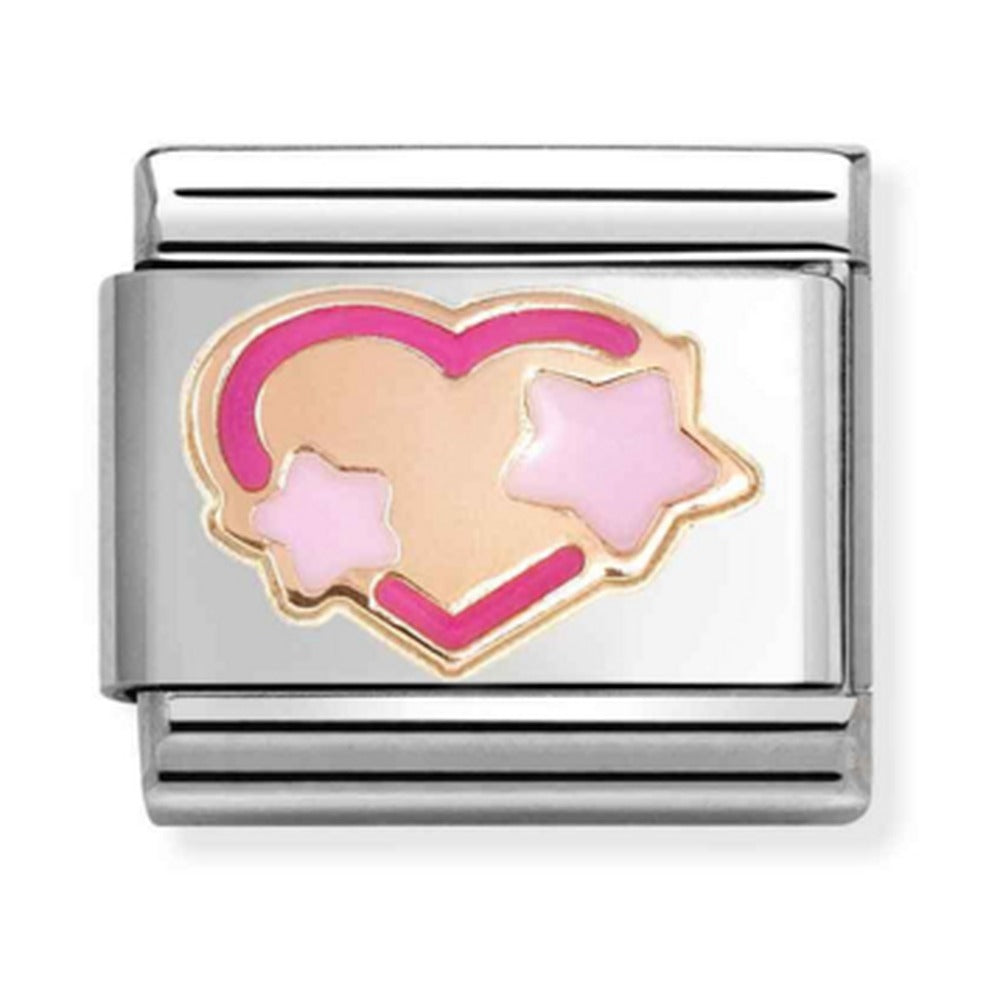 Nomination Composable Rose Gold Pink Fuchsia Star Heart Charm 430202/41