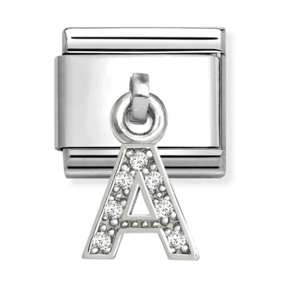 Nomination Composable Silver Initial 'A' CZ Drop Charm 331818/01