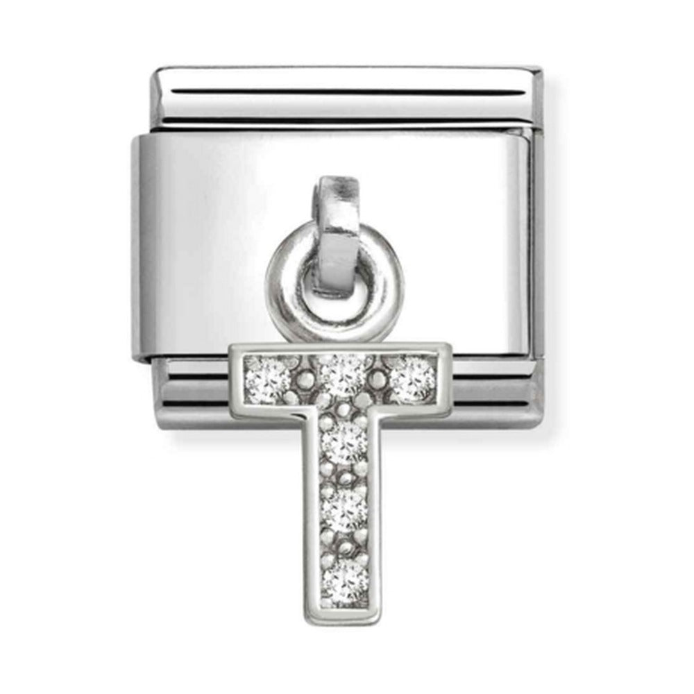 Nomination Composable Silver Initial 'T' CZ Drop Charm 331818/20