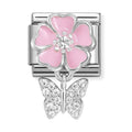 Nomination Composable Silver Pink Flower With Butterfly Charm 331814/02