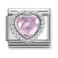 Nomination Composable Silver Faceted Pink Heart with Dot Setting Charm 330606/003