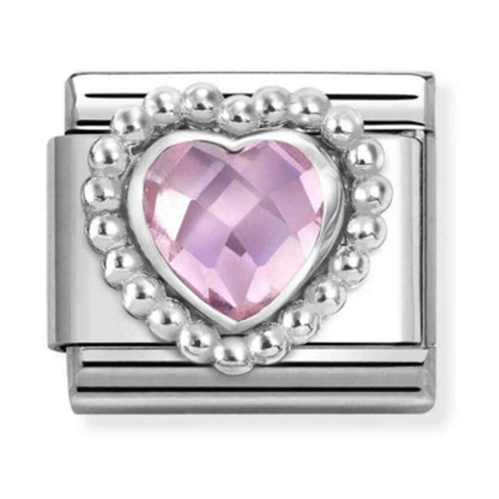 Nomination Composable Silver Faceted Pink Heart with Dot Setting Charm 330606/003