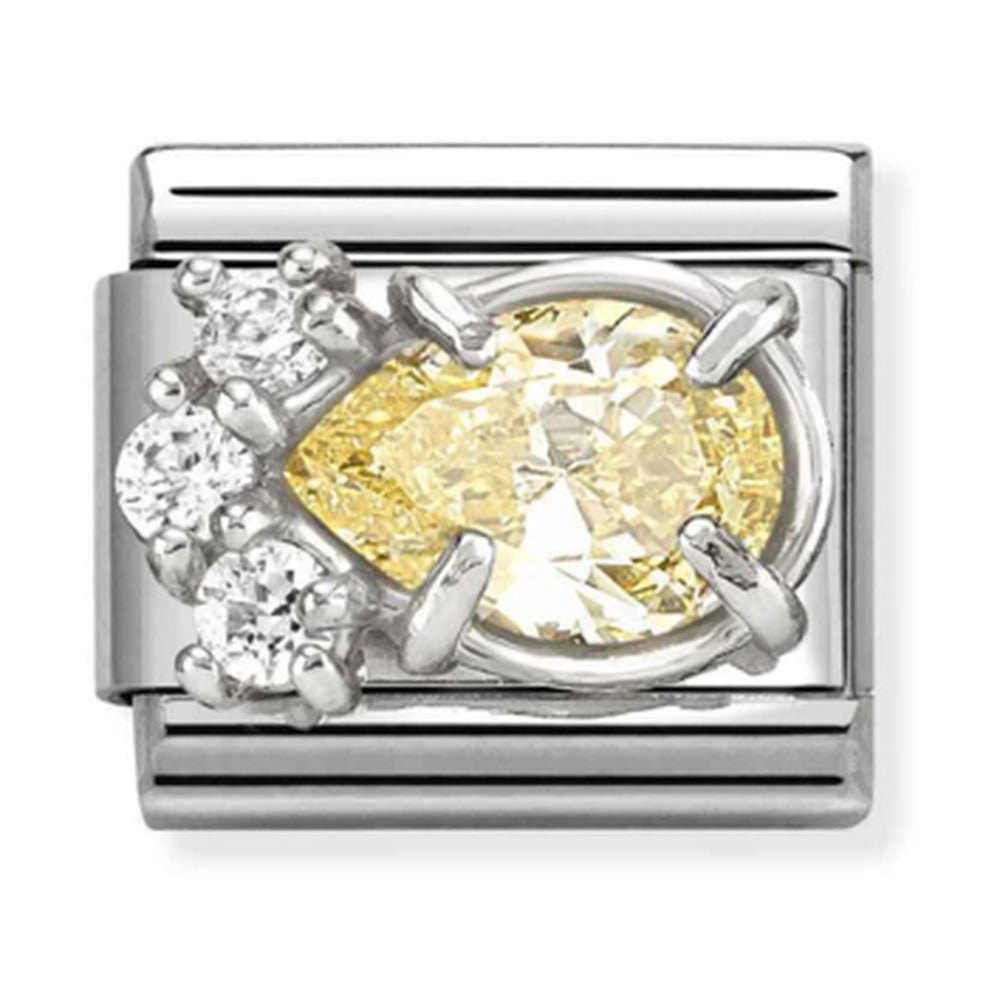 Nomination Composable Silver Yellow CZ Teardrop Charm 330329/07