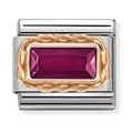 Nomination Composable Classic Faceted Red Baguette Link in 9k Rose Gold