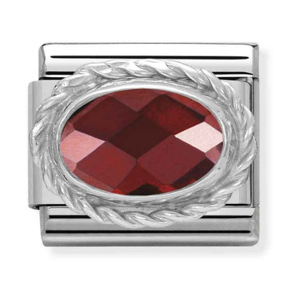 Nomination Composable Silver Oval Red CZ Charm 330604/005