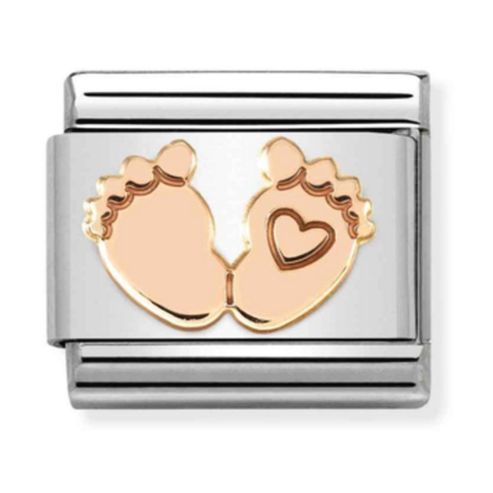 Nomination Composable Rose Gold Feet With Heart Charm
