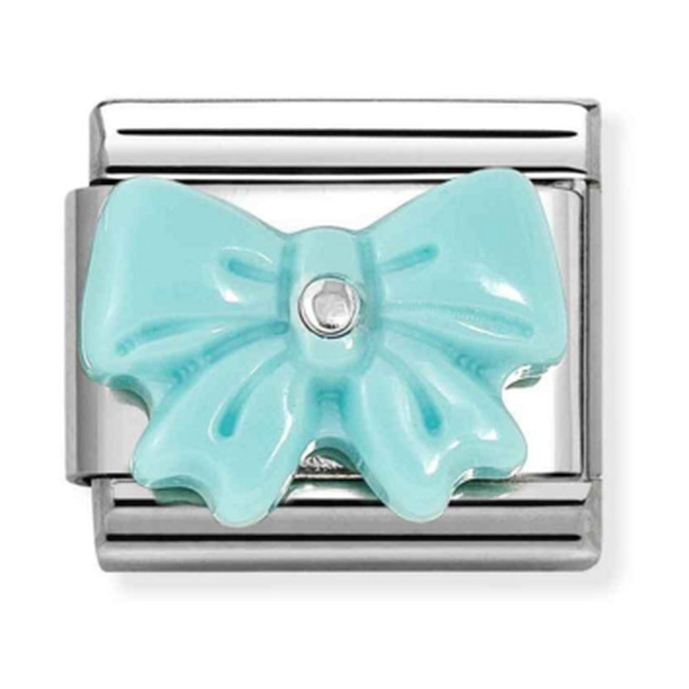 Nomination Composable Silver Turquoise Resin Bow Charm 330509/19
