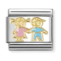 Nomination Composable Gold Brother & Sisters Pink & Blue Charm 030272/92