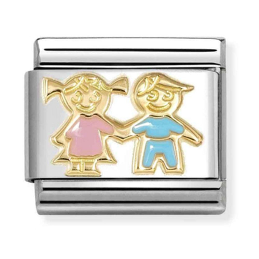Nomination Composable Gold Brother & Sisters Pink & Blue Charm 030272/92