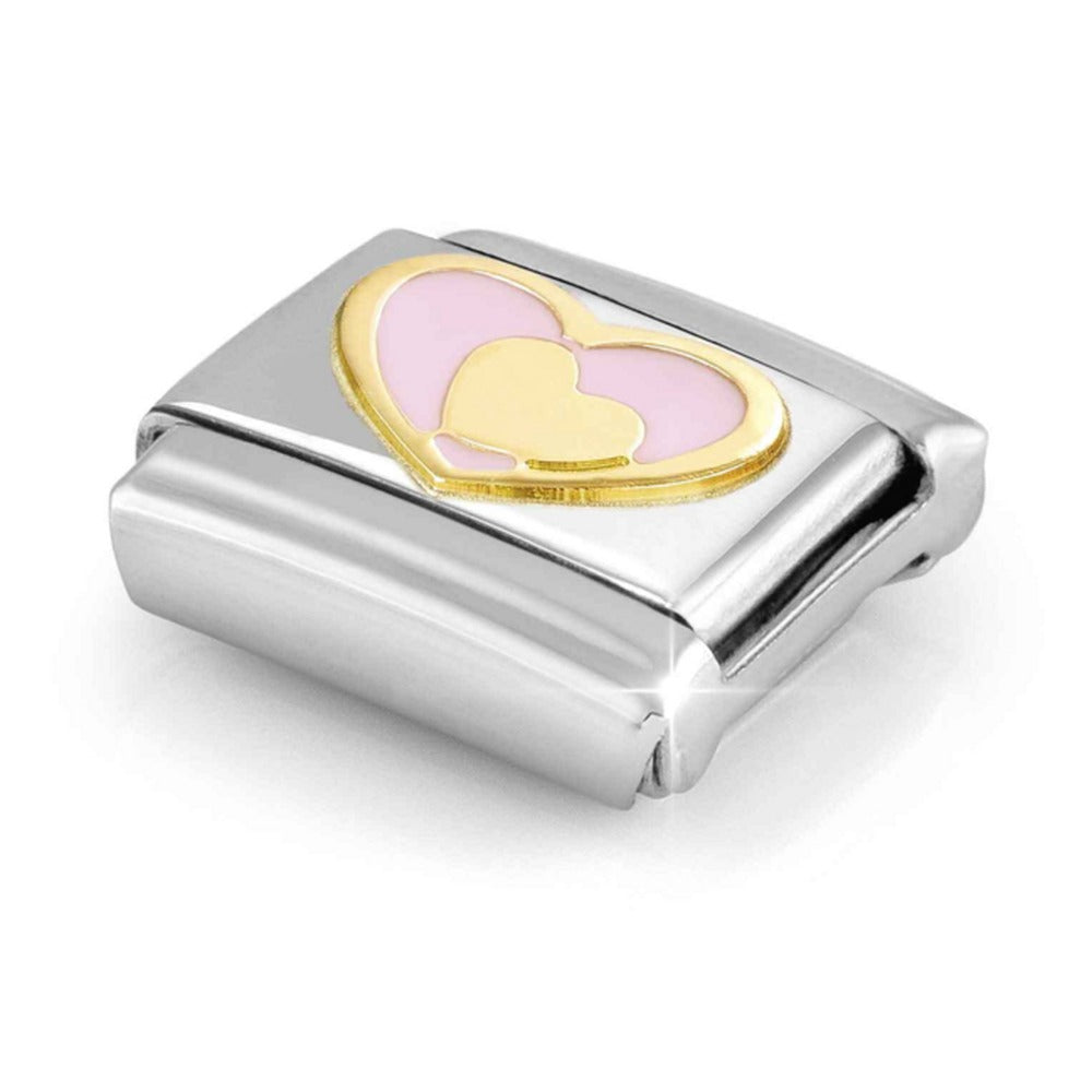 Nomination Composable Gold HEART IN PINK HEART Charm 030283/30