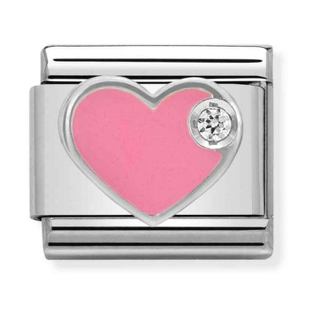 Nomination Composable Silver Pink Heart With CZ Charm 330305/02