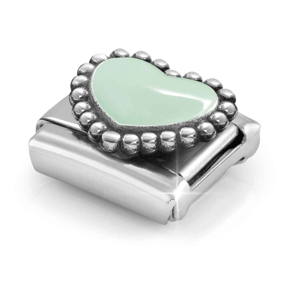 Nomination Composable Silver Pastel Green Enamel Raised Heart 330204/35