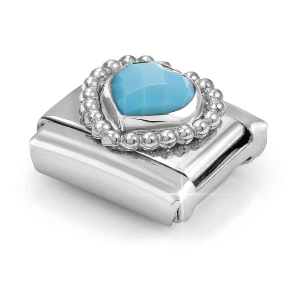 Nomination Composable Silver Turquoise Heart Dot Setting Charm 330605/039