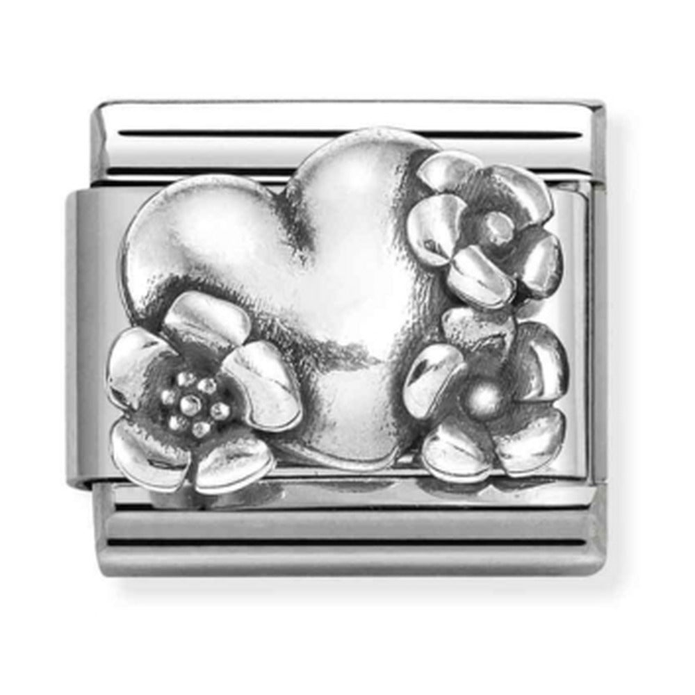 Nomination Composable Silver Heart with Flowers Charm 330101/74