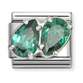 Nomination Composable Silver, Green CZ Double Teardrop Charm 330329/12