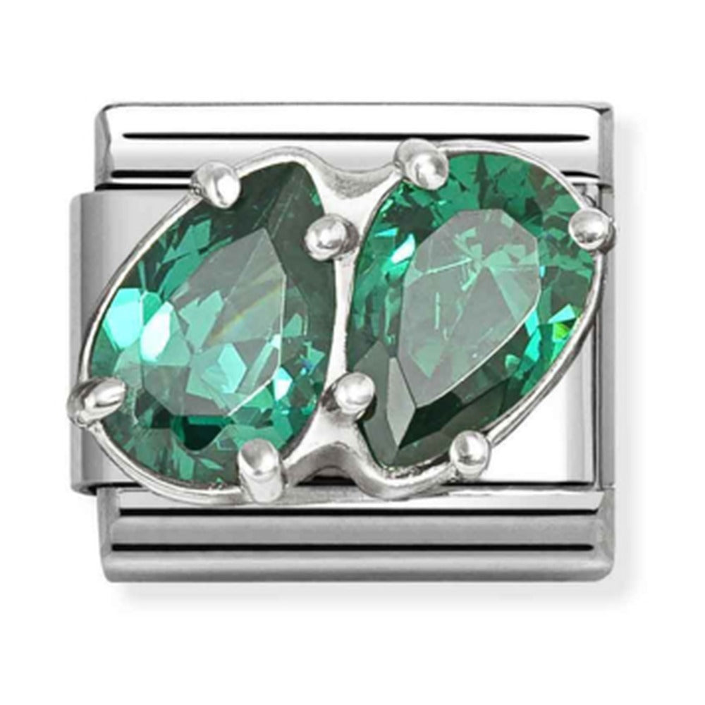 Nomination Composable Silver, Green CZ Double Teardrop Charm 330329/12
