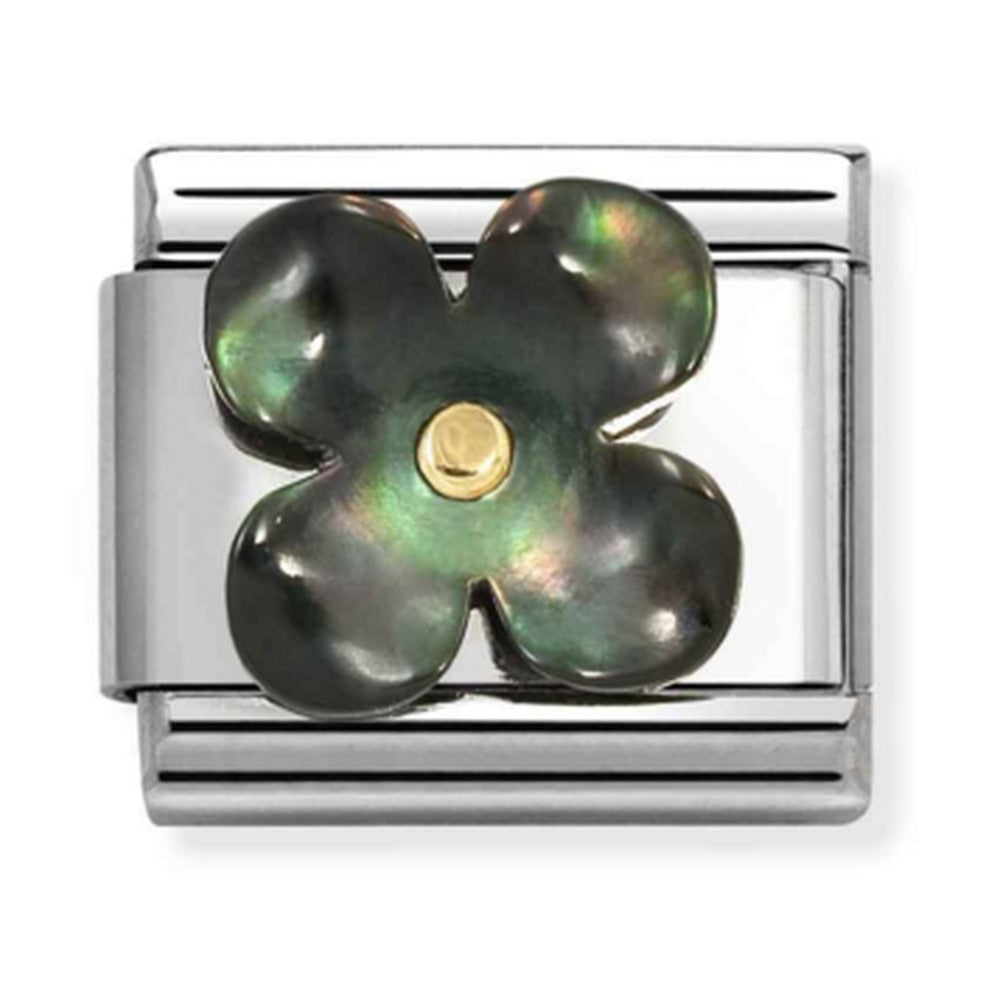 Nomination Composable Gold Black MOP Flower Charm 030521/22