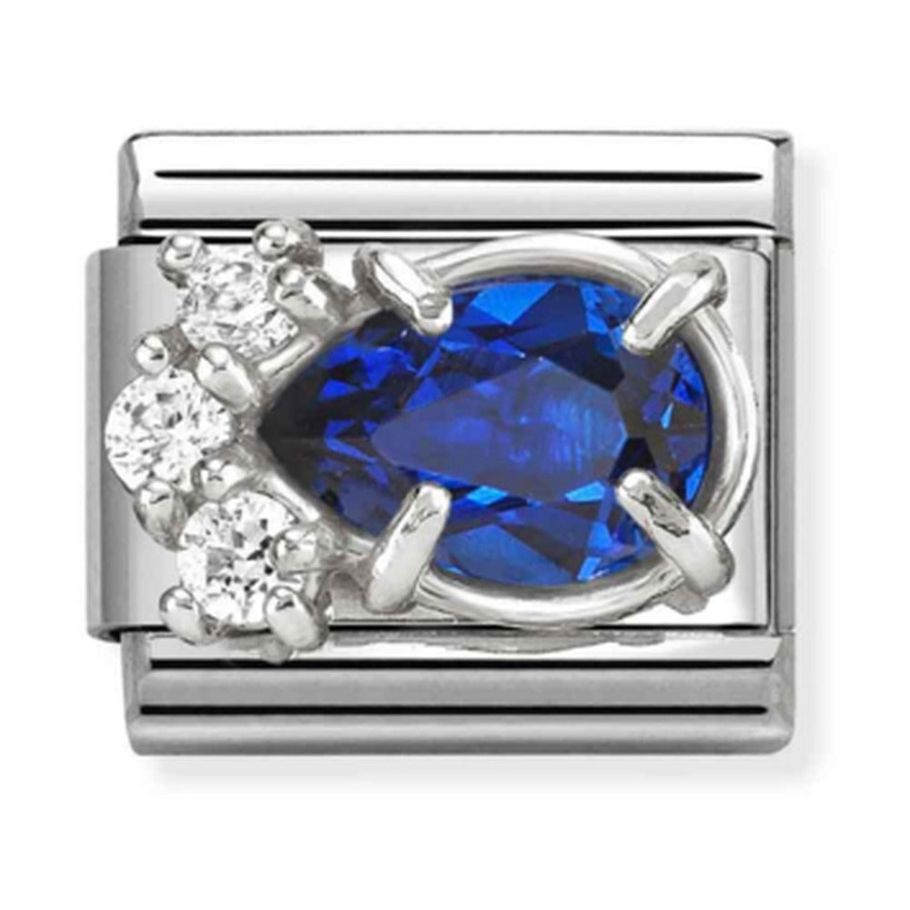 Composable Silver, Blue CZ Teardrop Charm 330329/06
