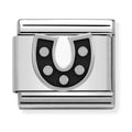 Nomination Composable Silver Black Horseshoe Charm 330202/08