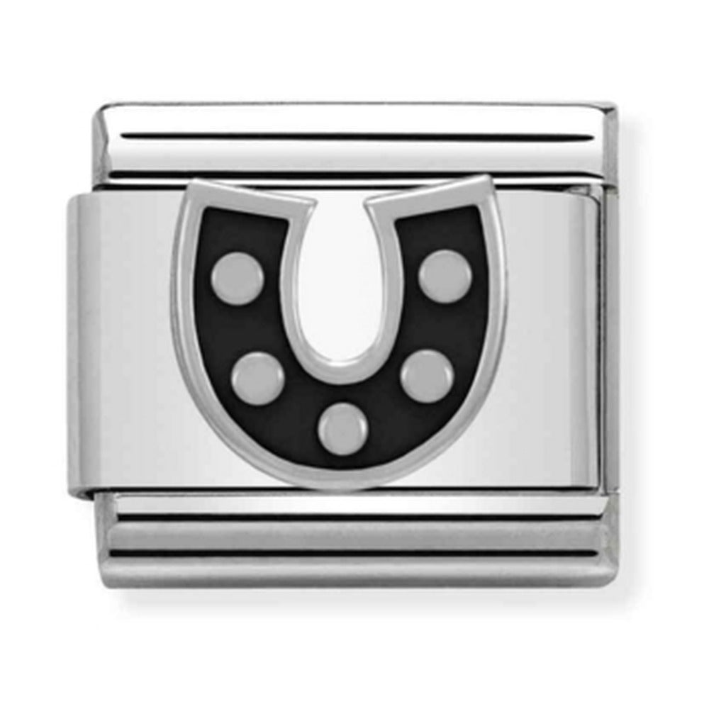 Nomination Composable Silver Black Horseshoe Charm 330202/08