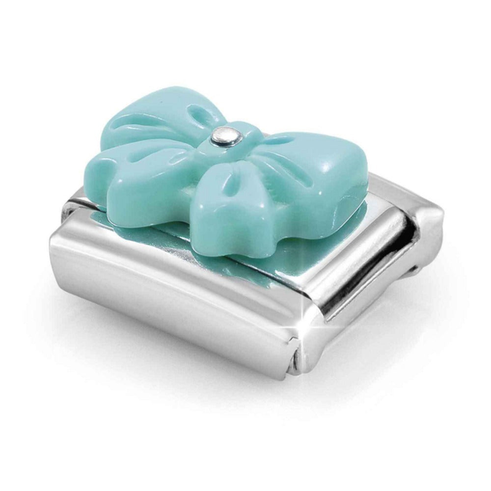 Nomination Composable Silver Turquoise Resin Bow Charm 330509/19