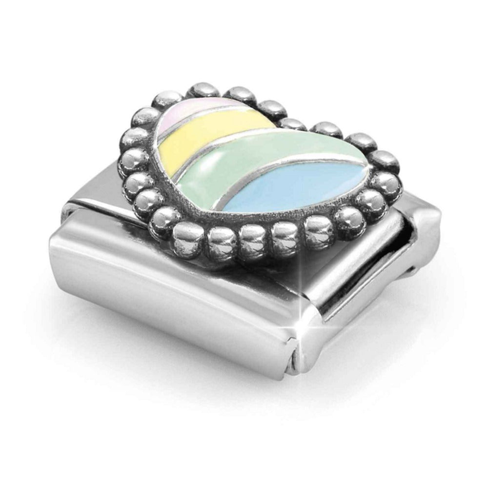 Nomination Composable Silver Pastel Striped Enamel Raised Heart Charm 330204/37